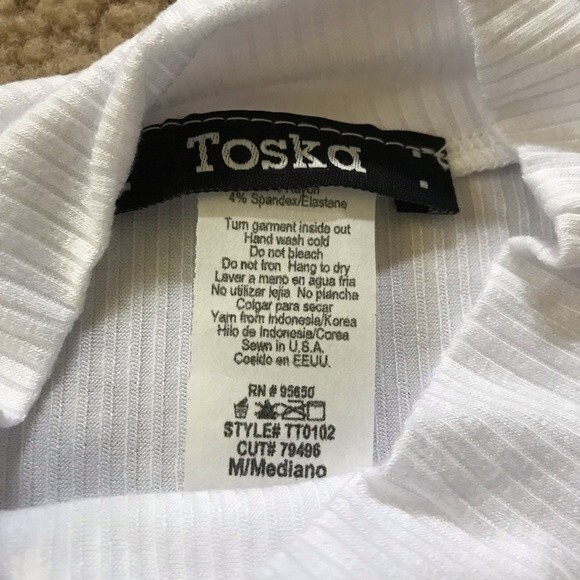 Toska white top women Short sleeve triangle front cut-out crop top size M barbie - Picture 5 of 8